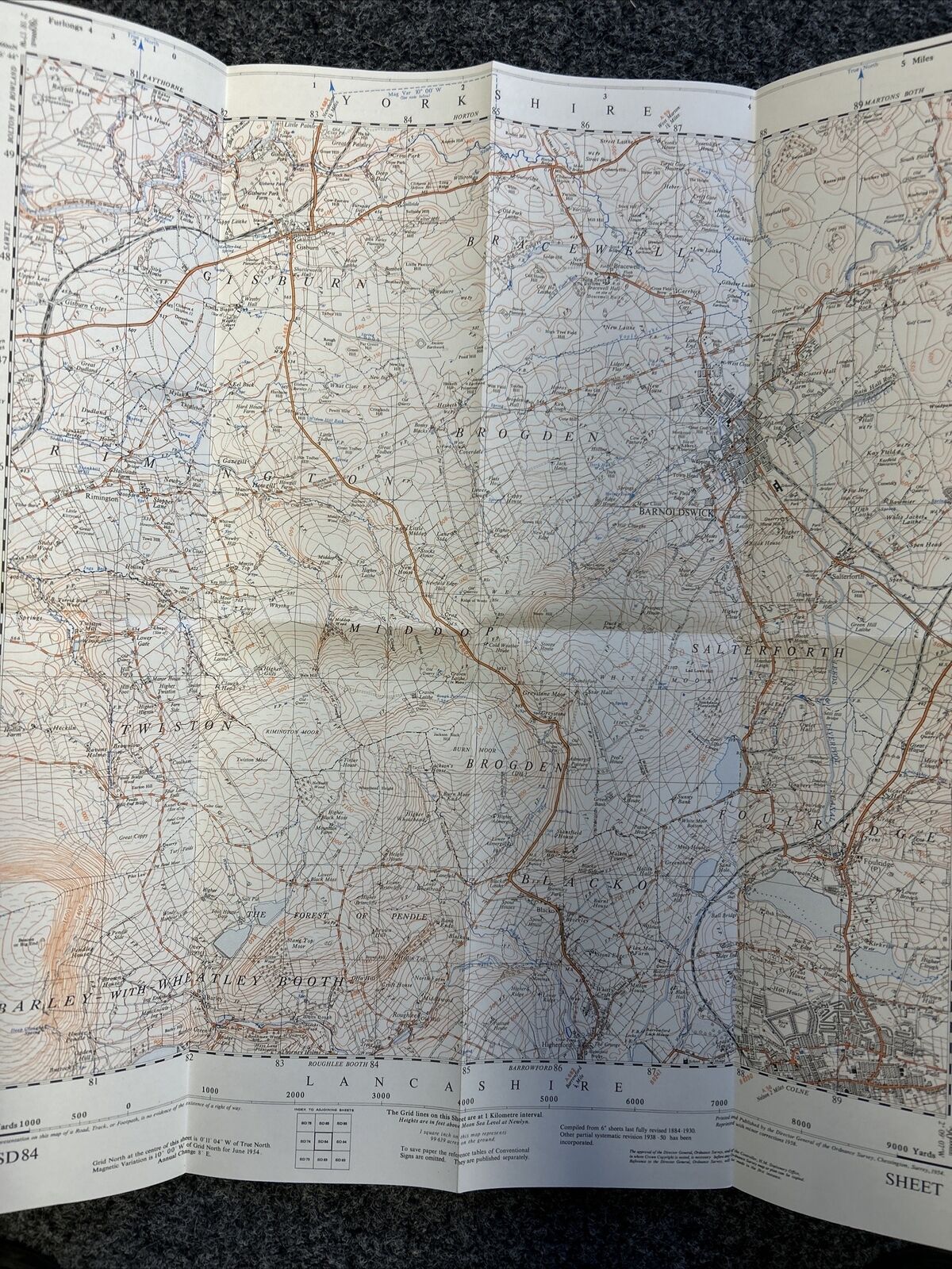 BARNOLDSWICK Ordnance Survey Sheet SD84 Map 1:25,000 First Series 1954 Blacko