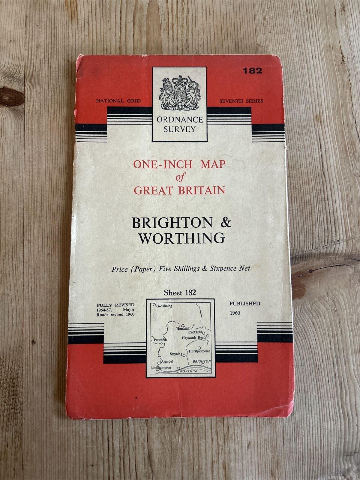 BRIGHTON & WORTHING Ordnance Survey Seventh Series 1-inch 1960 Sheet 182