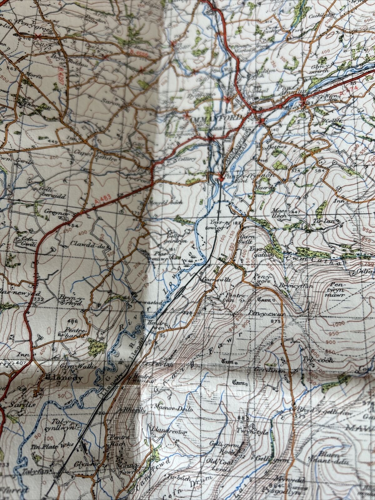 SWANSEA Ordnance Survey Cloth One Inch Map 1947 Sixth Edition Sheet 153 Maesteg