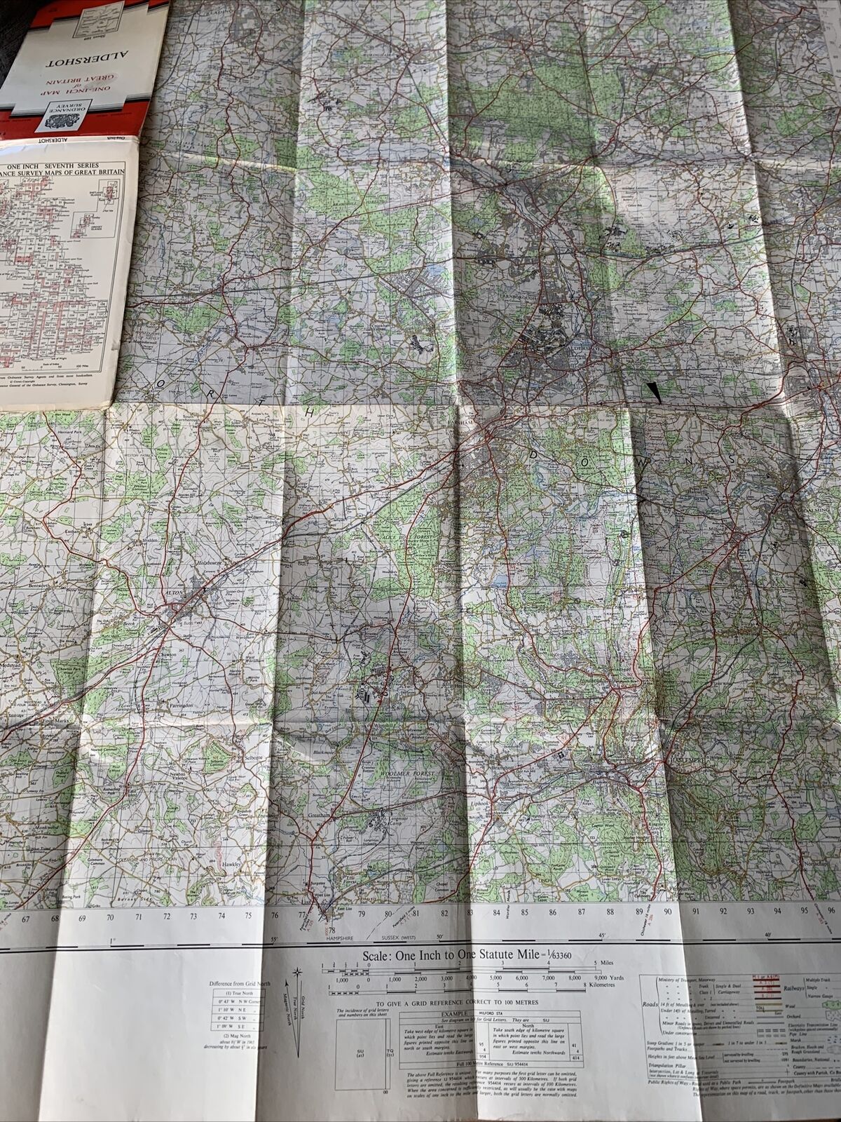 ALDERSHOT Ordnance Survey Map One Inch 1959 1965 Rev Sheet 169 7th Edition