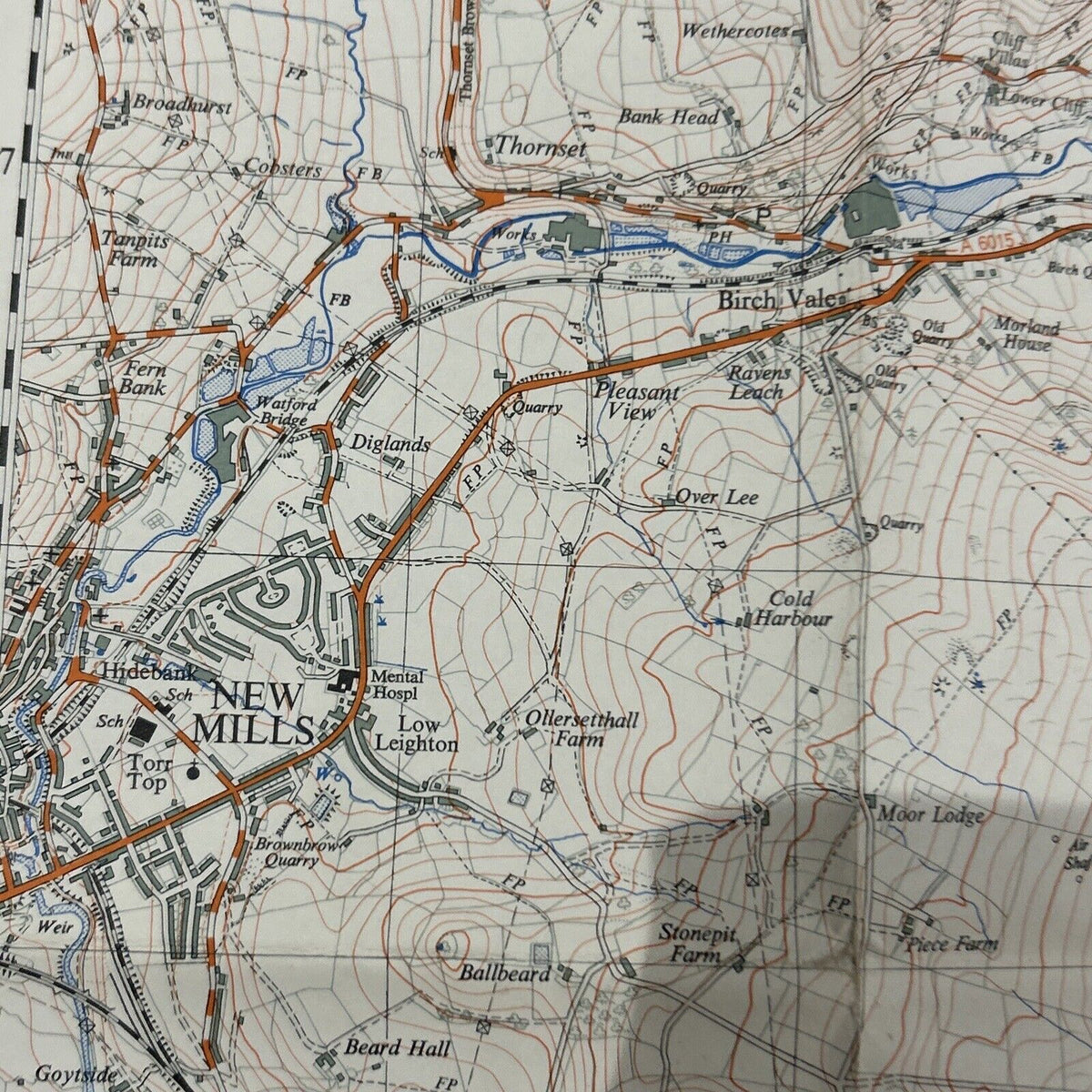 HAYFIELD Ordnance Survey Sheet SK08 1:25000 1955 Birch Vale Whaley Bridge