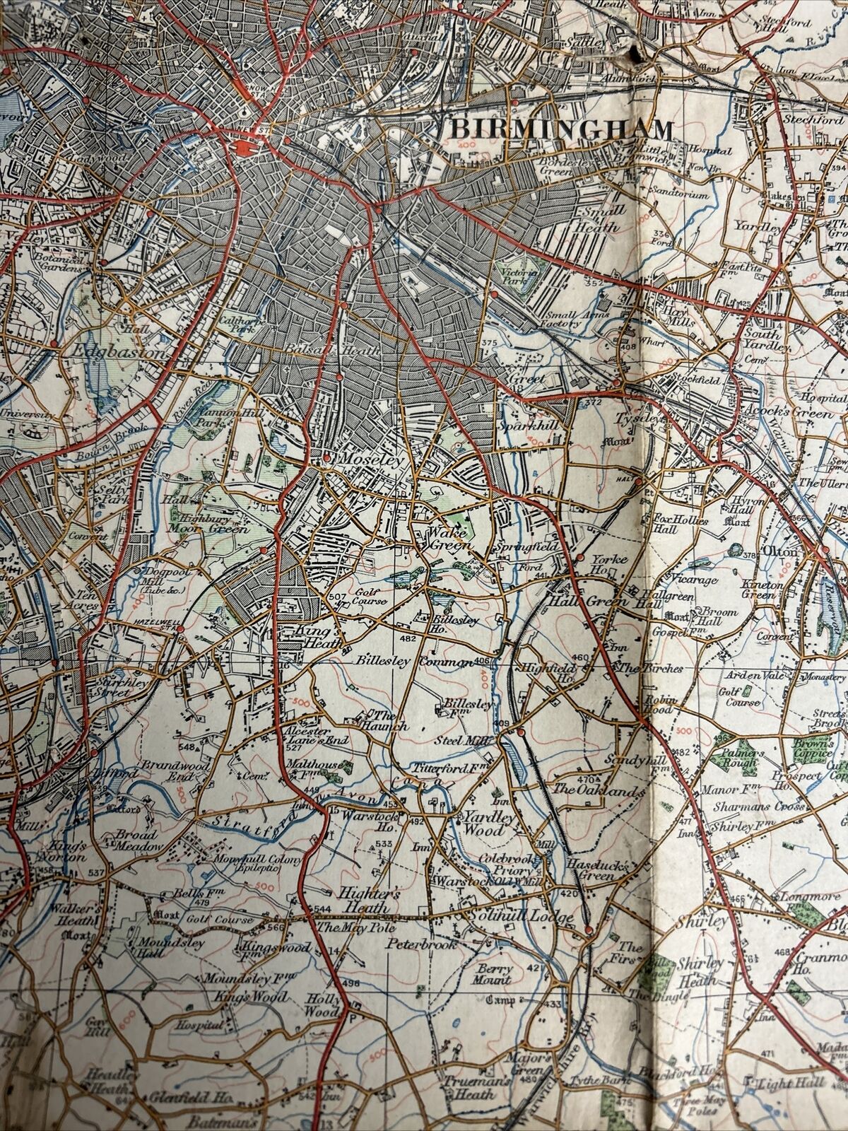 BIRMINGHAM Ordnance Survey CLOTH 1 Inch Map 1921 Sheet 72 Contoured Coventry