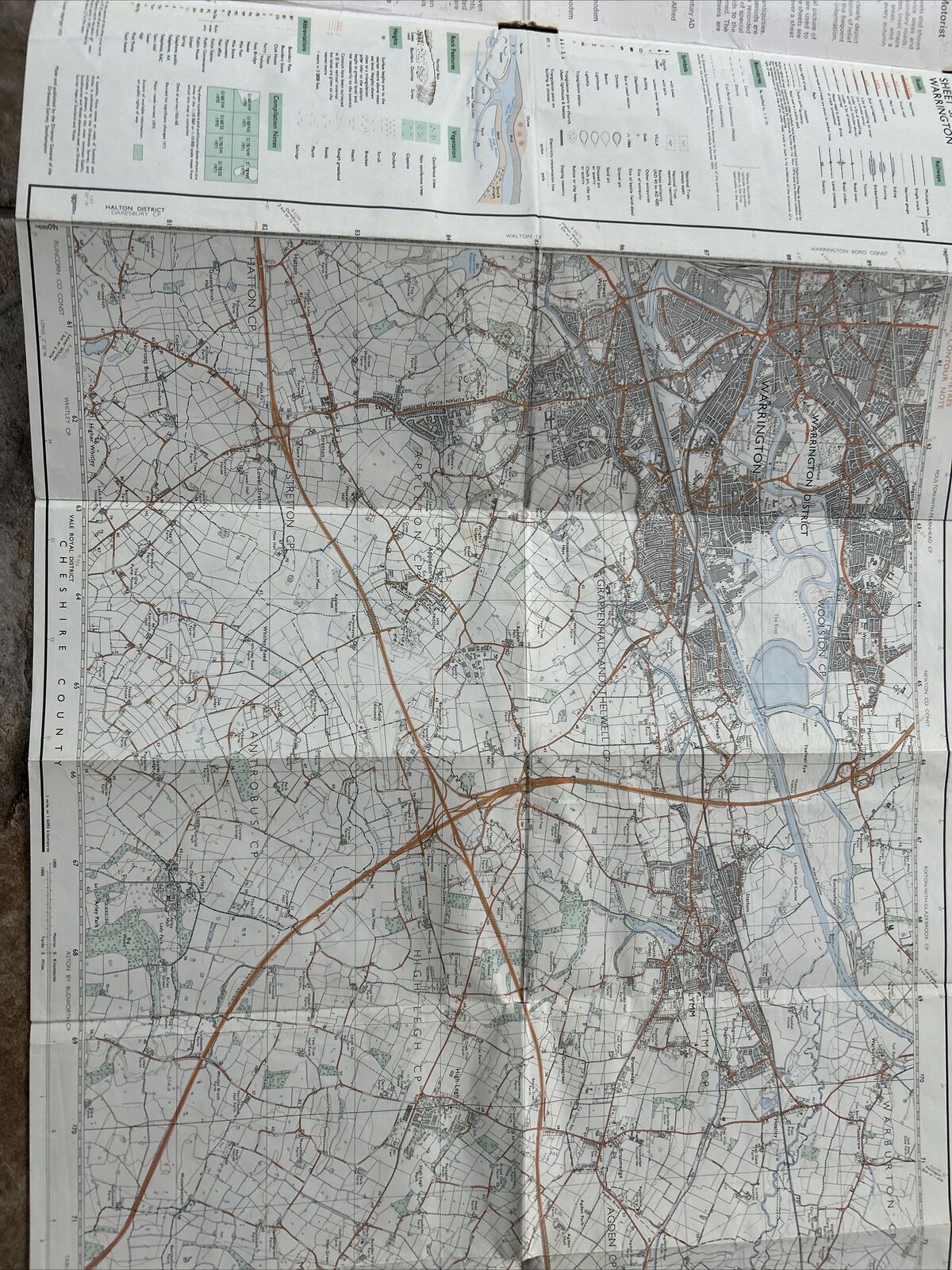 WARRINGTON Ordnance Survey Second Series 1:25,000 Map SJ68/78 Altrincham Hale