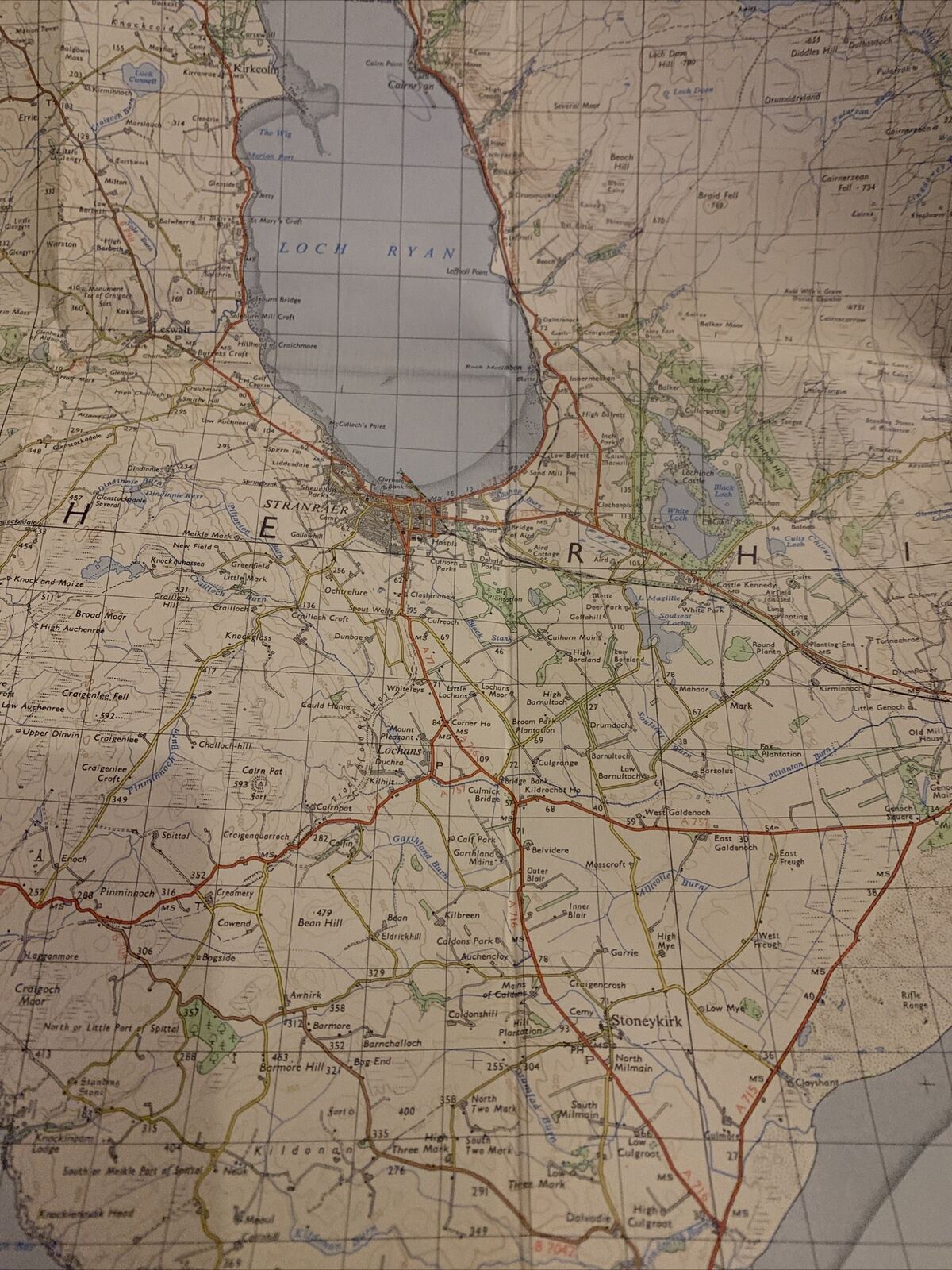 STRANRAER Ordnance Survey CLOTH One Inch Map Sheet 80 1963 Loch Ryan Luce Bay