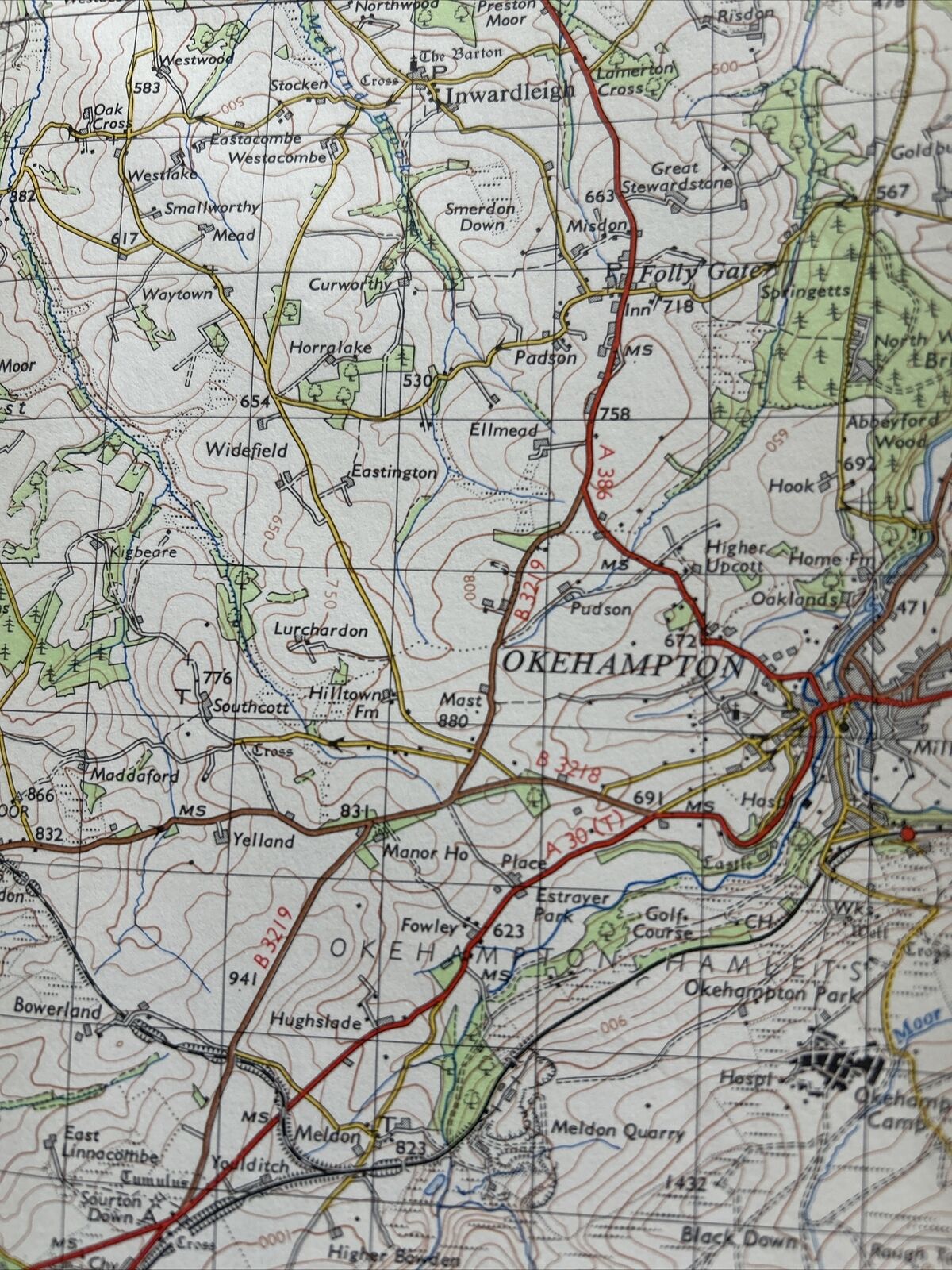 OKEHAMPTON Ordnance Survey One Inch Sheet 175 1960 Dartmoor Sticklepath