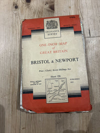 BRISTOL & NEWPORT Ordnance Survey Seventh Series CLOTH One inch 1949 Sheet 155