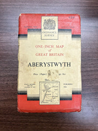 ABERYSTWYTH Ordnance Survey Paper Map 1952 Sheet 127 Seventh Series Machynlleth