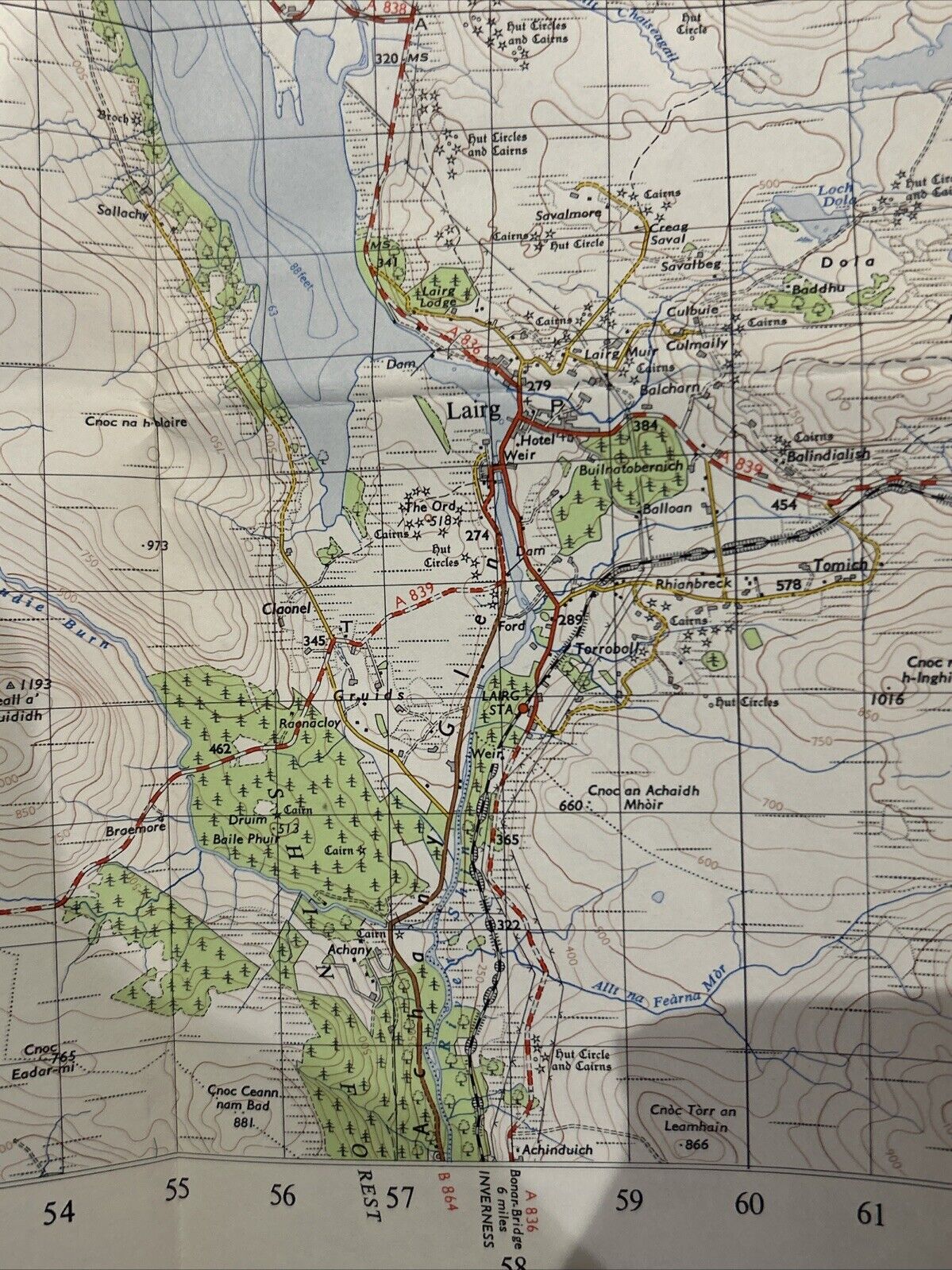 LAIRG Ordnance Survey Seventh Series Paper One inch 1958 Sheet 14 Loch Naver