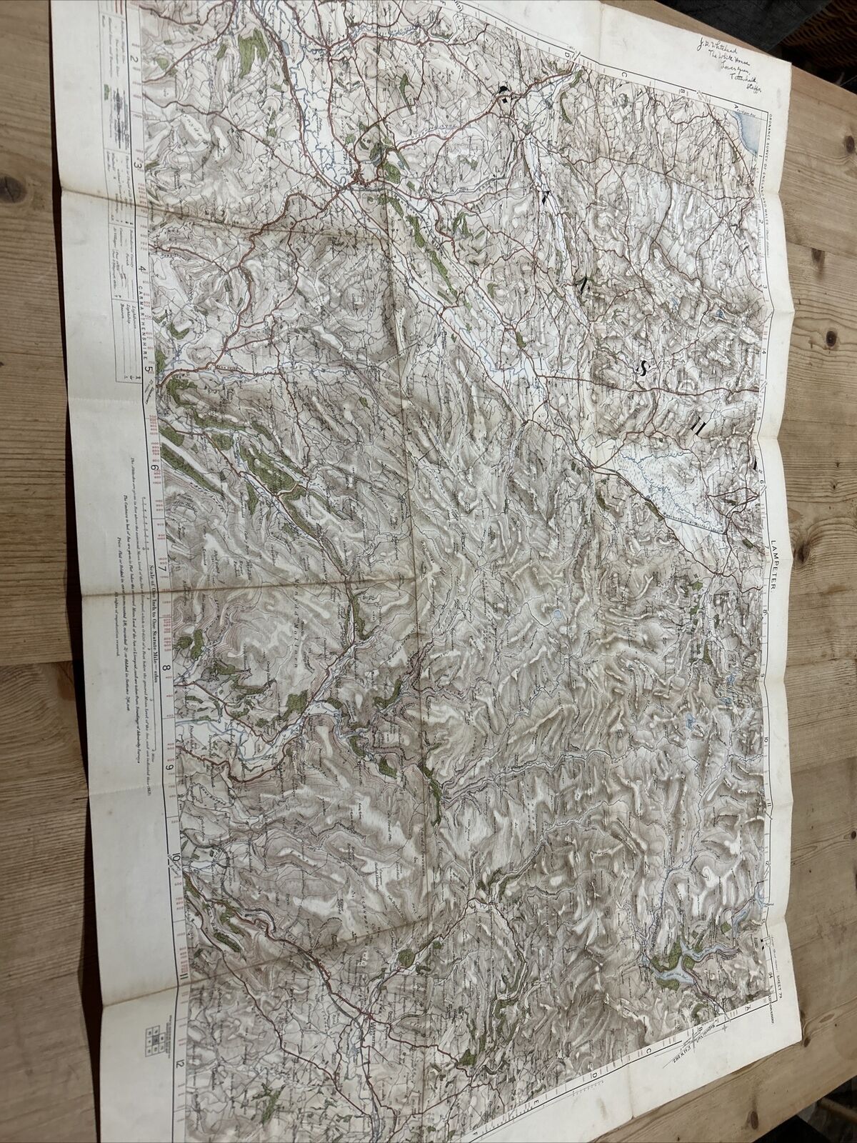 LAMPETER Ordnance Survey Third Edition Cloth 1 Inch Map 1912 Sheet 79 Contoured