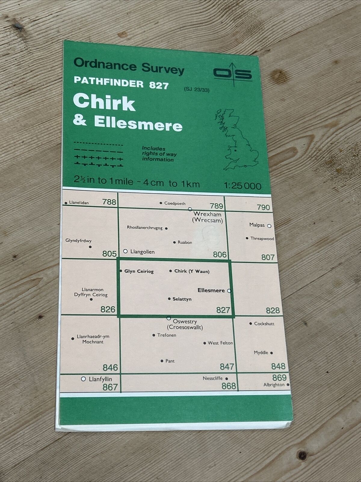 CHIRK & ELLESMERE Pathfinder 827 Ordnance Survey Sheet 1:25000 1990 Whittington