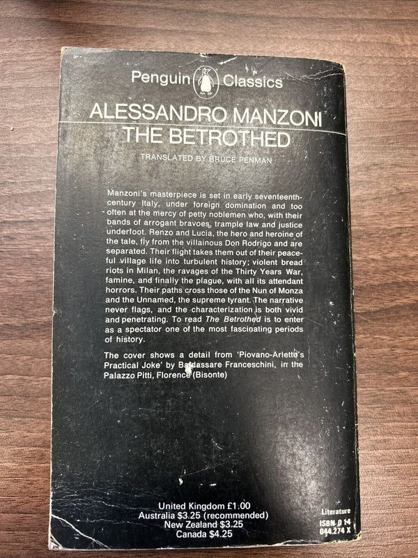 THE BETROTHED - Alessandro Manzoni - Penguin Classics 1972 Italy 17th Century