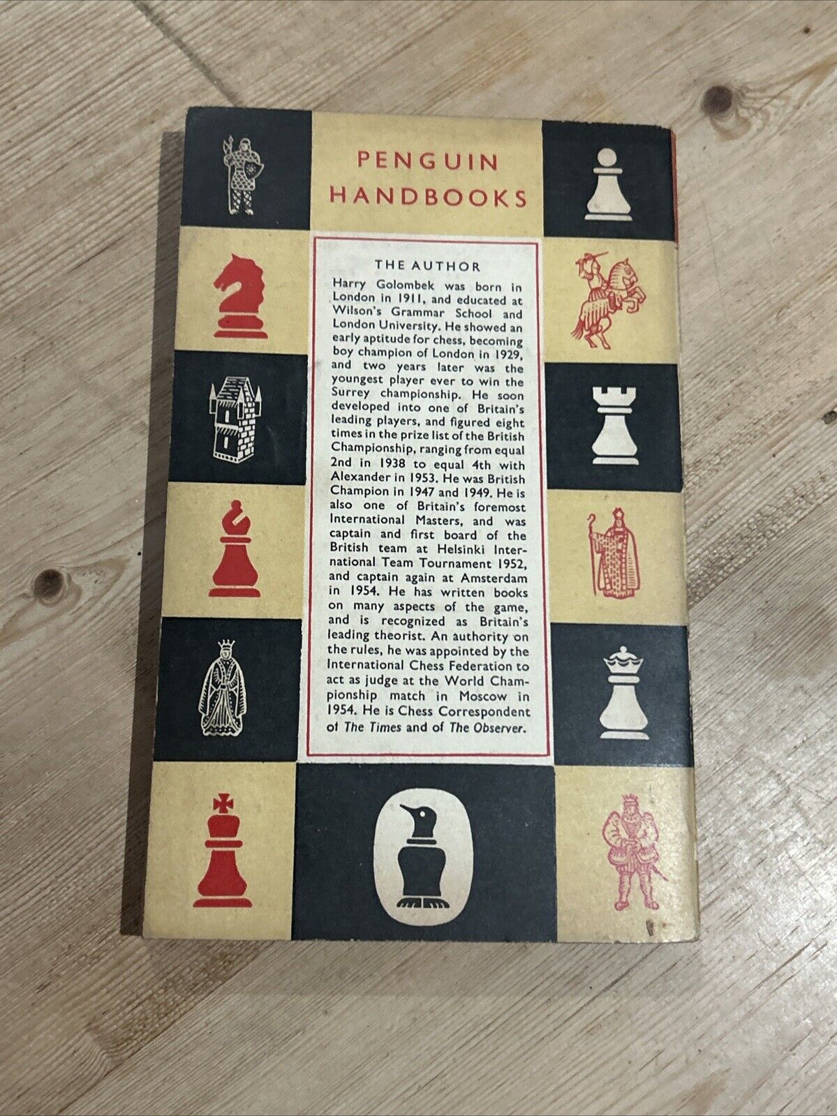 THE GAME OF CHESS H Golombek - Penguin Handbook 1955 No PH24 Grand Master