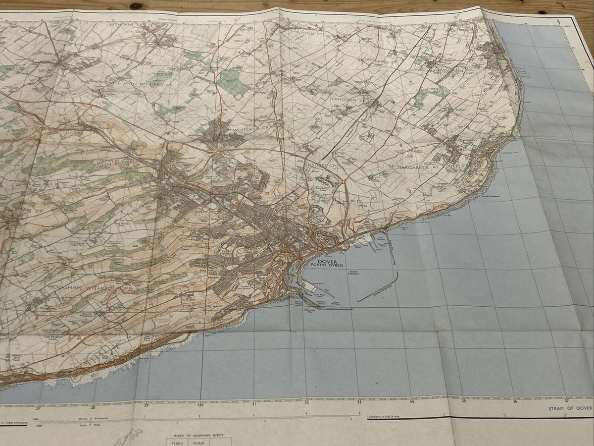 DOVER Ordnance Survey Second Series 1:25,000 Map TR24/34 1979 Hawkinge