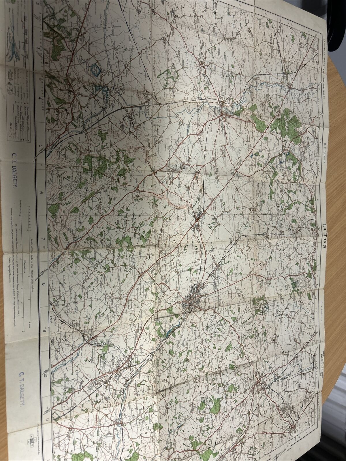 LUTON Ordnance Survey CLOTH One Inch Map 1923 Sheet 95 Contoured Woburn