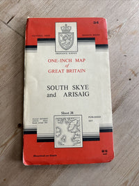 SOUTH SKYE & ARISAIG Ordnance Survey Seventh Series Cloth One inch 1957 Sheet 34