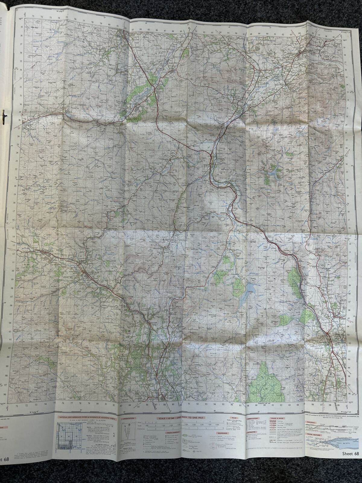 BIGGAR MOFFAT & SANQUHAR Ordnance Survey One Inch Sheet 68 Tiverton Devon 1965