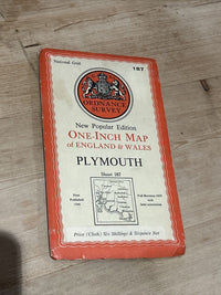 PLYMOUTH Ordnance Survey CLOTH Map 1946 Sixth Series Sheet 187 Tavistock Halwell