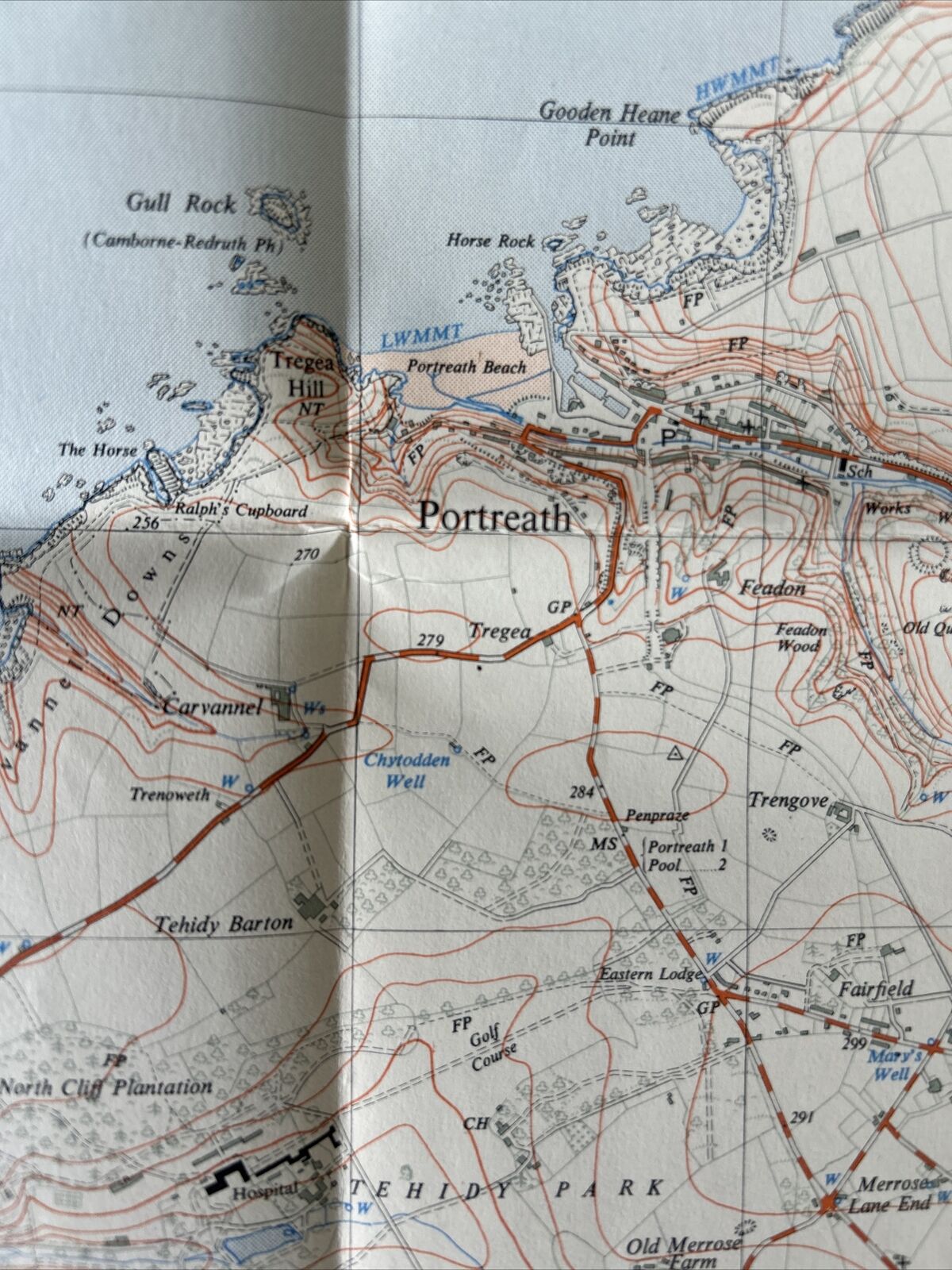 CAMBORNE North - Cornwall Ordnance Survey Sheet SW64 Two & Half Inch MAP 1960