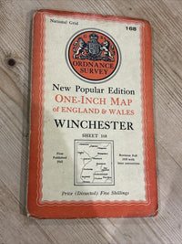 WINCHESTER Ordnance Survey Cloth 1 Inch Map 1945 6th Edition Sheet 168 Dissected