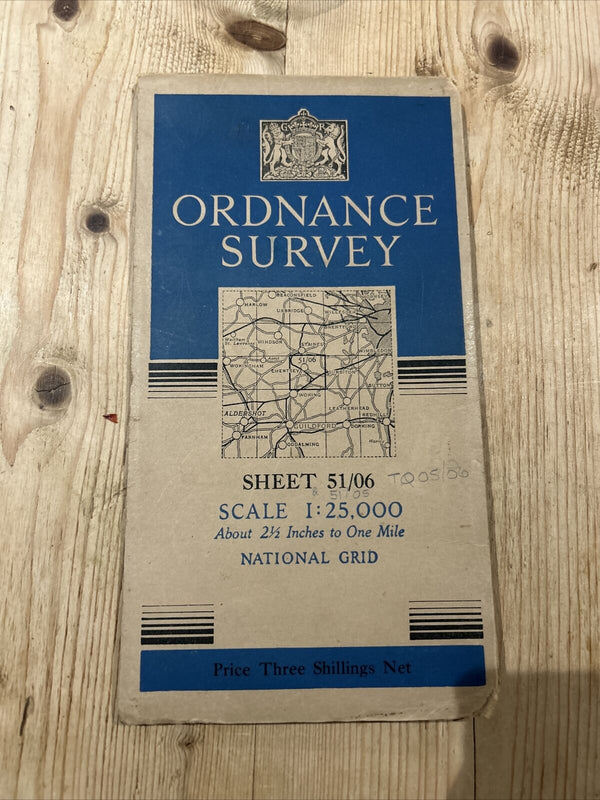 WEYBRIDGE Chertsey Ordnance Survey CLOTH Sheet 51/06 1:25000 1948 Byfleet