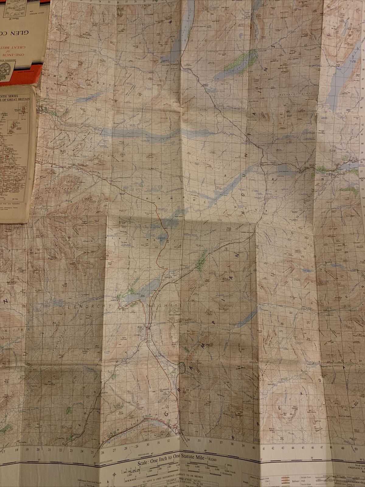 GLEN COE CLOTH One Inch Ordnance Survey Map No 47 1956 Rev 1960 Bridge Of Orchy