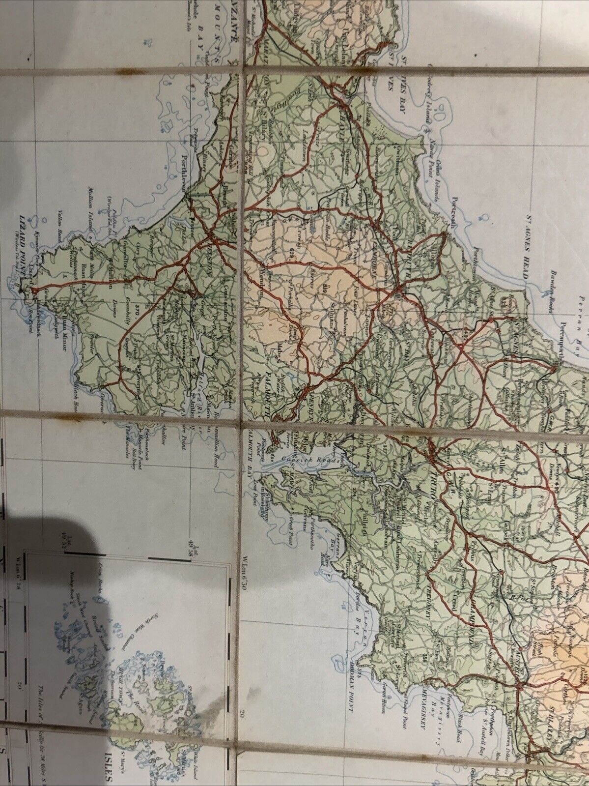 ENGLAND SOUTH WEST Ordnance Survey Cloth Quarter Inch Map 1920 Sheet 10 Sections