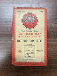 BOURNEMOUTH - 1940 Cloth Sixth Edition Ordnance Survey One Inch Sheet 179 Poole