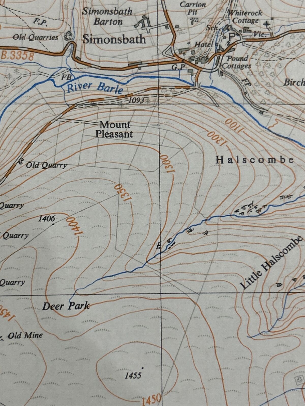 SIMONSBATH Ordnance Survey Sheet SS73 Map 1:25000 First Series 1963 Twitchen