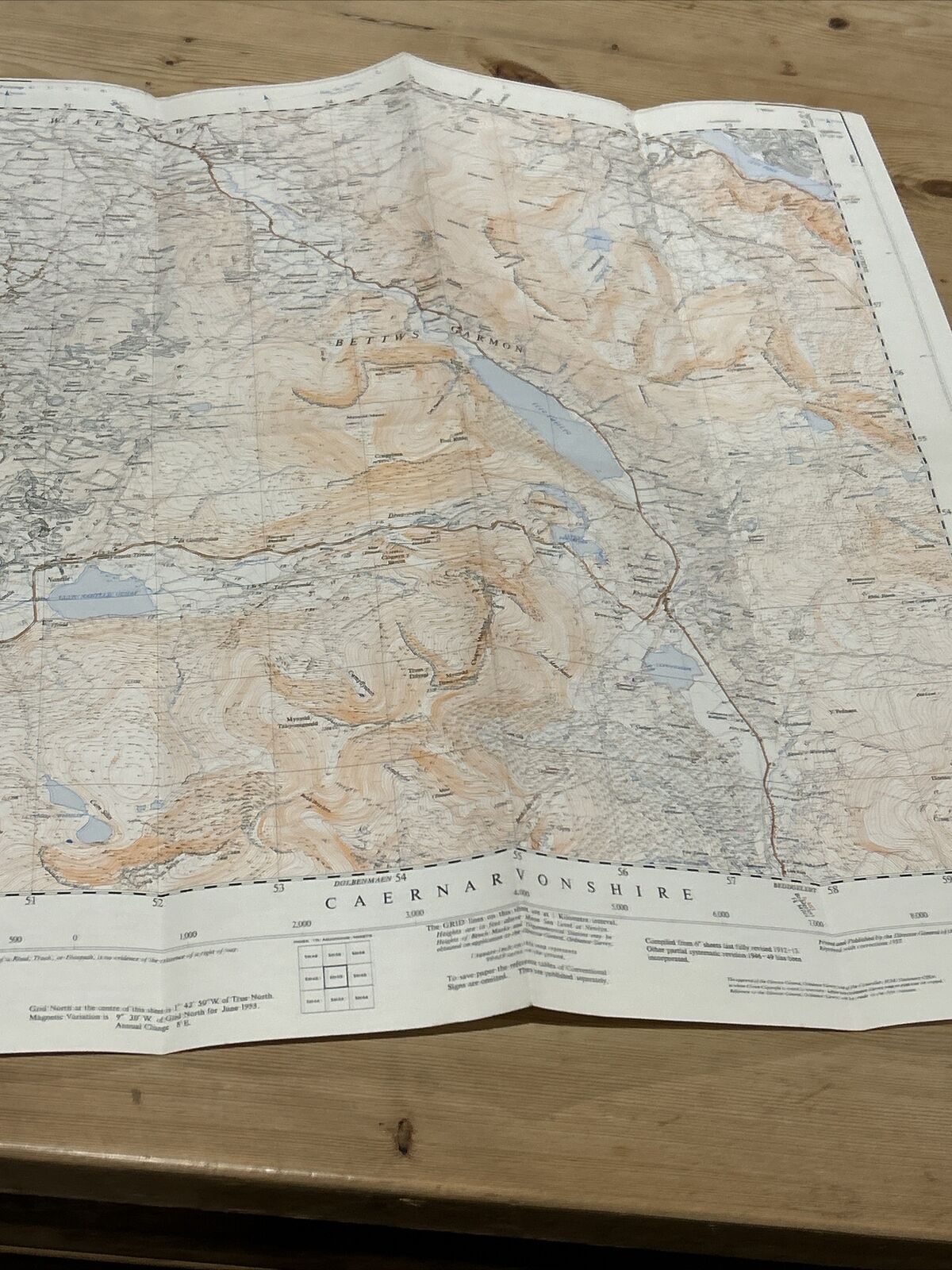 LLYN CWELLYN Ordnance Survey Sheet SH55 Map 1:25000 First Series 1953 Rhyd Ddu