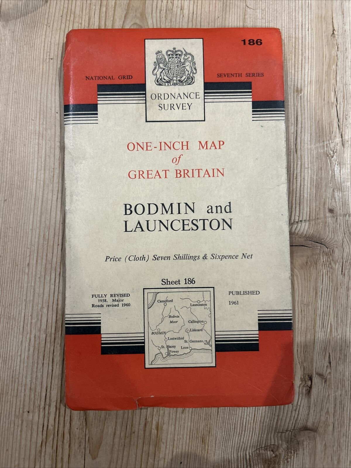 BODMIN & LAUNCESTON Ordnance Survey Seventh Series Paper One inch 1961 Sheet 186