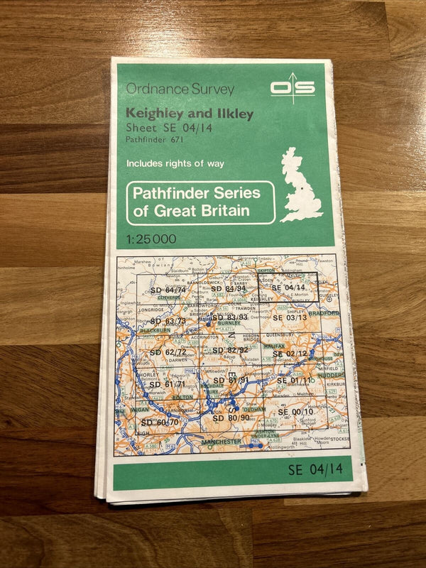 KEIGHLEY & ILKLEY Pathfinder Ordnance Survey Sheet SE04/14 1:25000 1983 Guiseley