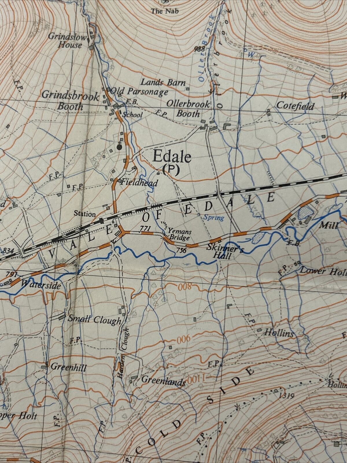 CASTLETON Derbys Ordnance Survey Sheet SK18  2 & Half Inch MAP 1951 Edale