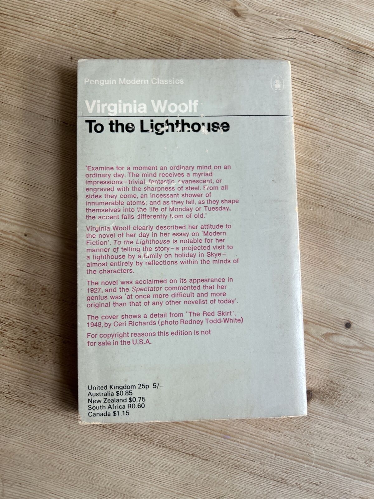 TO THE LIGHTHOUSE Virginia Woolf Penguin Modern Classics 1969