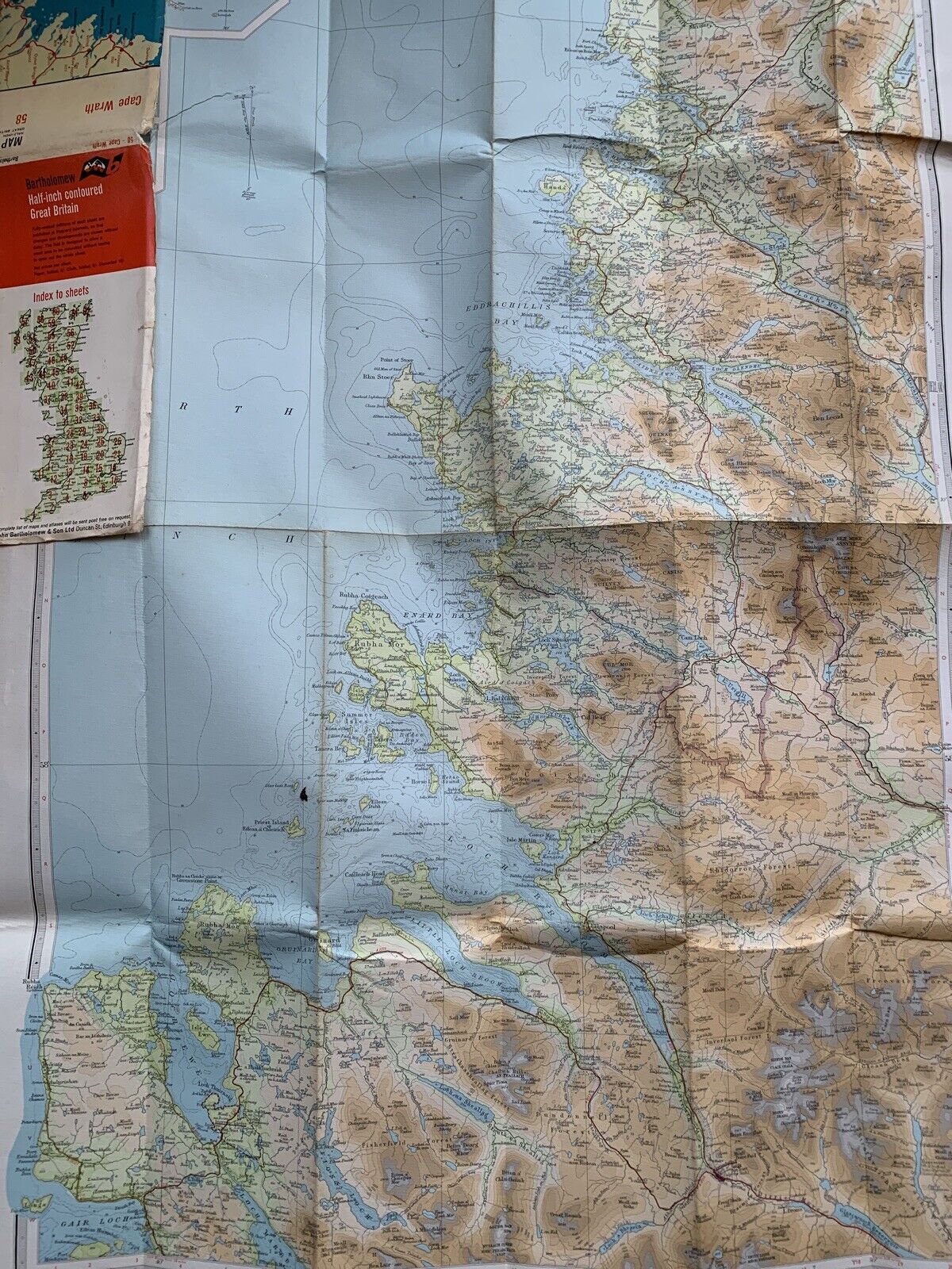 CAPE WRATH No 58 Scotland Bartholomew Cloth Half Inch Map 1965