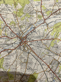 EAST KENT Ordnance Survey Cloth One Inch Map 1945 Sixth Edition Sheet 173 Deal