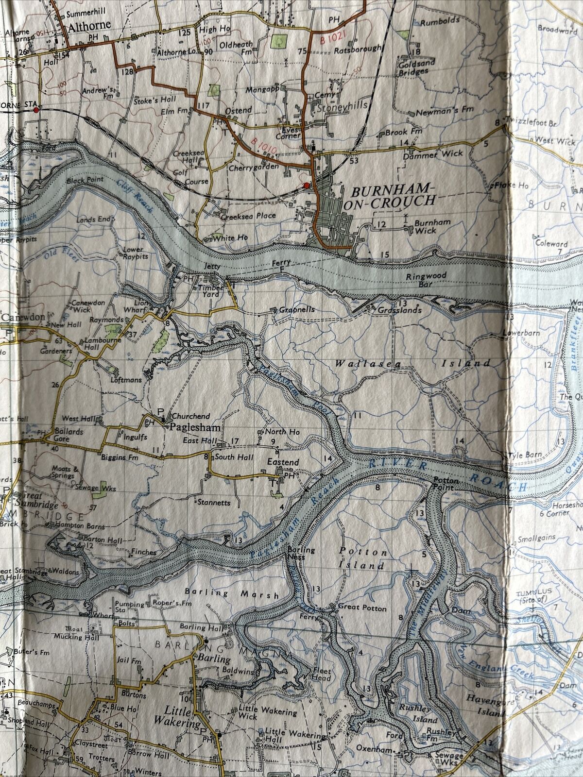 SOUTHEND ON SEA Ordnance Survey Seventh Series Cloth One inch 1957 Sheet 162