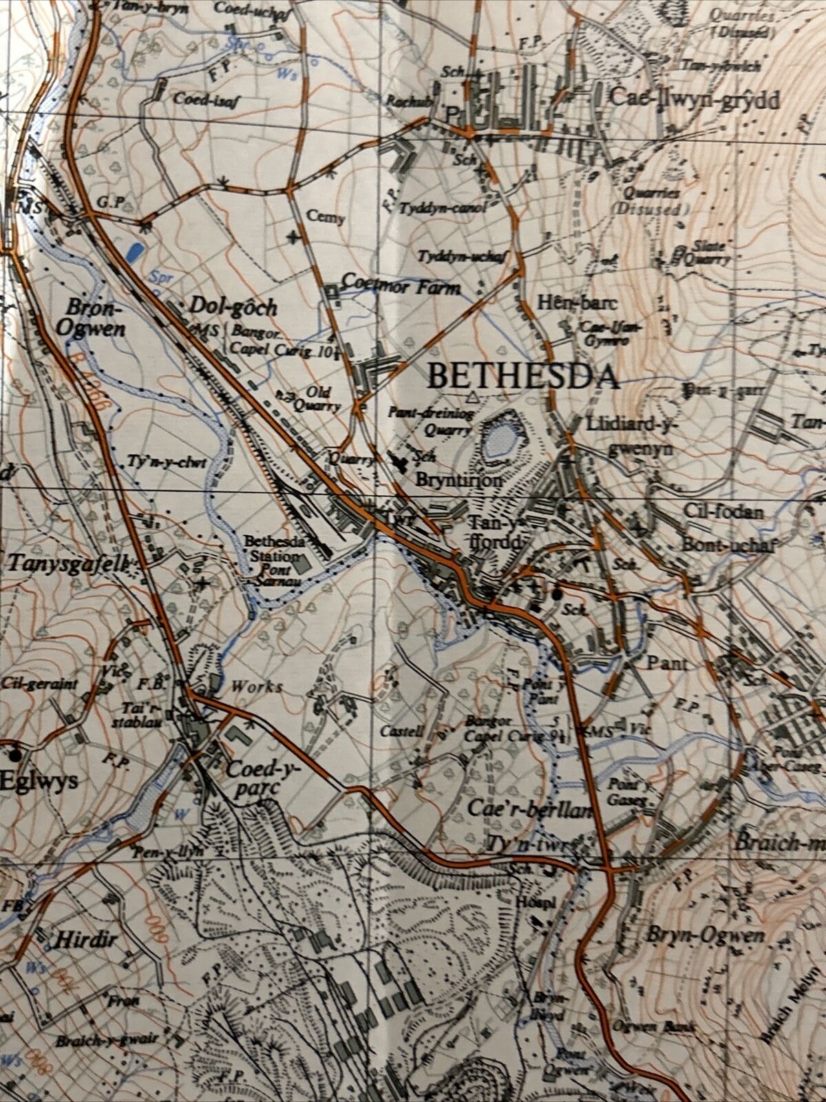 BETHESDA Ordnance Survey Sheet SH66 Map 1:25000 First Series 1953 Tregarth