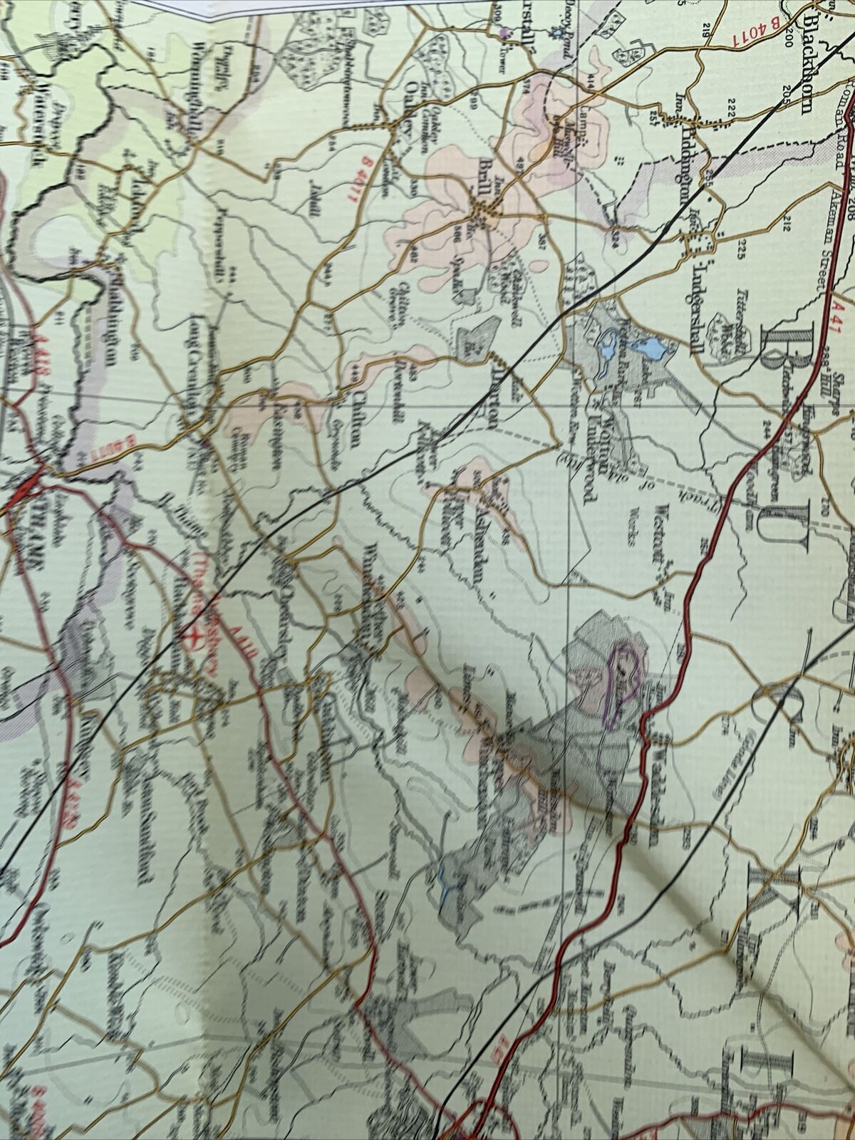 Herts & Bucks - Bartholomew Half Inch Cloth Map No 15 1969