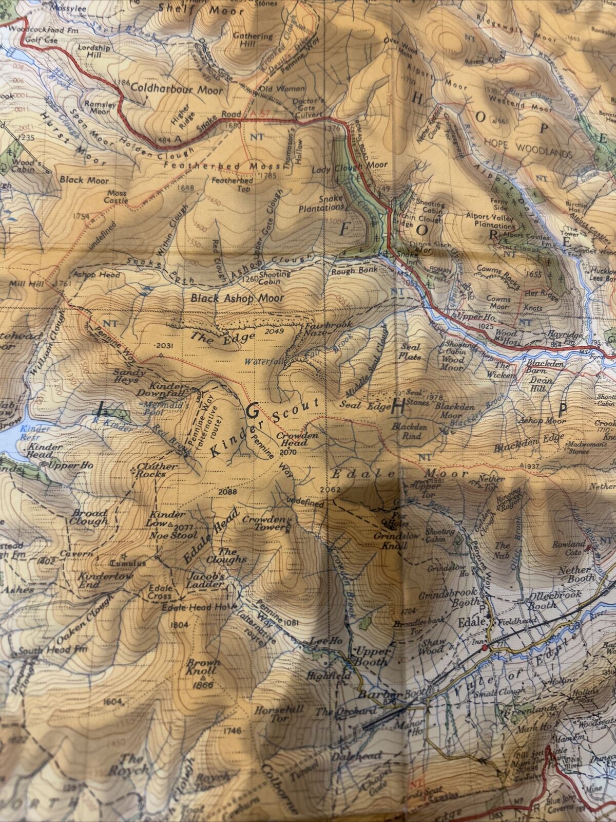 PEAK DISTRICT Ordnance Survey One Inch Paper Tourist Map 1963 Buxton Matlock