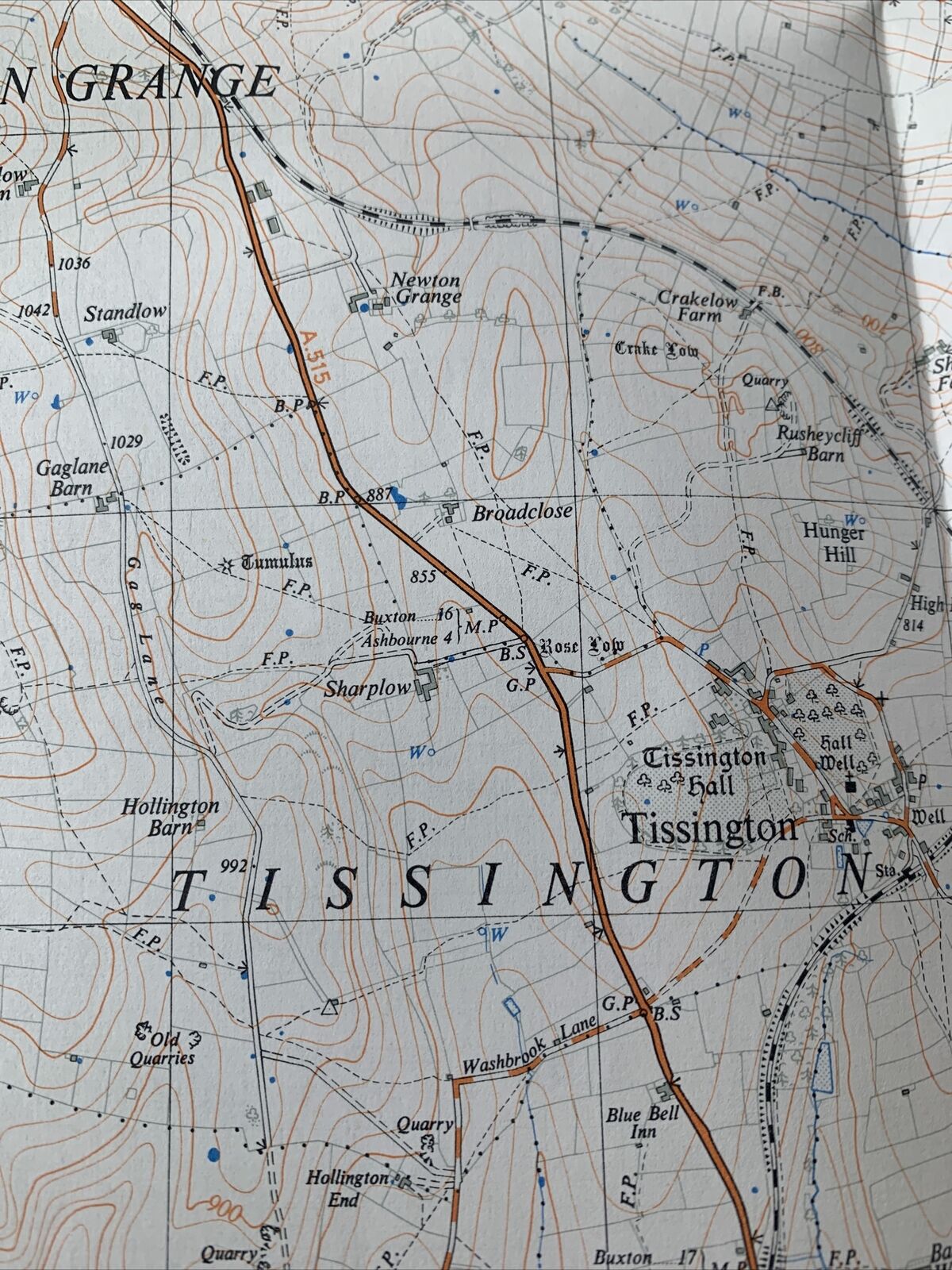 ALSTONFIELD Ordnance Survey Sheet SK15 Map 1:25,000 First Series 1961 Revisions