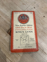 KINGD LYNN Ordnance Survey CLOTH 6th Series 1946 Sheet 124 One Inch Wisbech