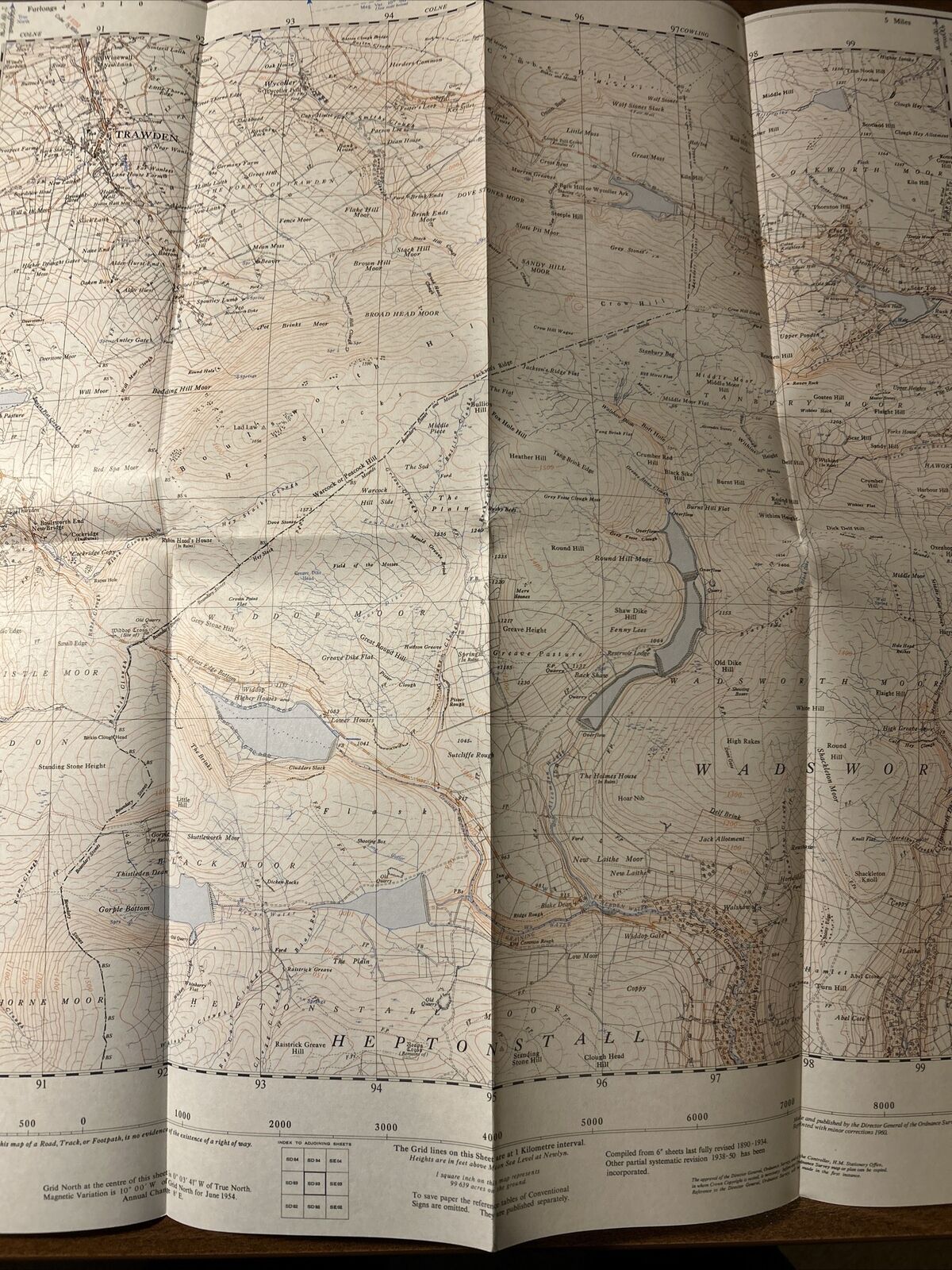 TRAWDEN Ordnance Survey Sheet SD93 1:25,000 First Series 1954 Cockridge