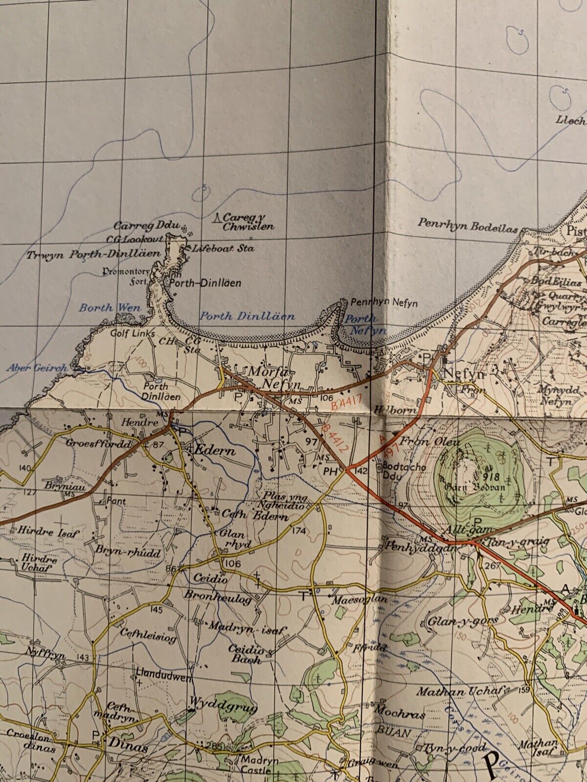 PWLLHELI Ordnance Survey Paper Map 1961 Seventh Series No 115 Lleyn Peninsular