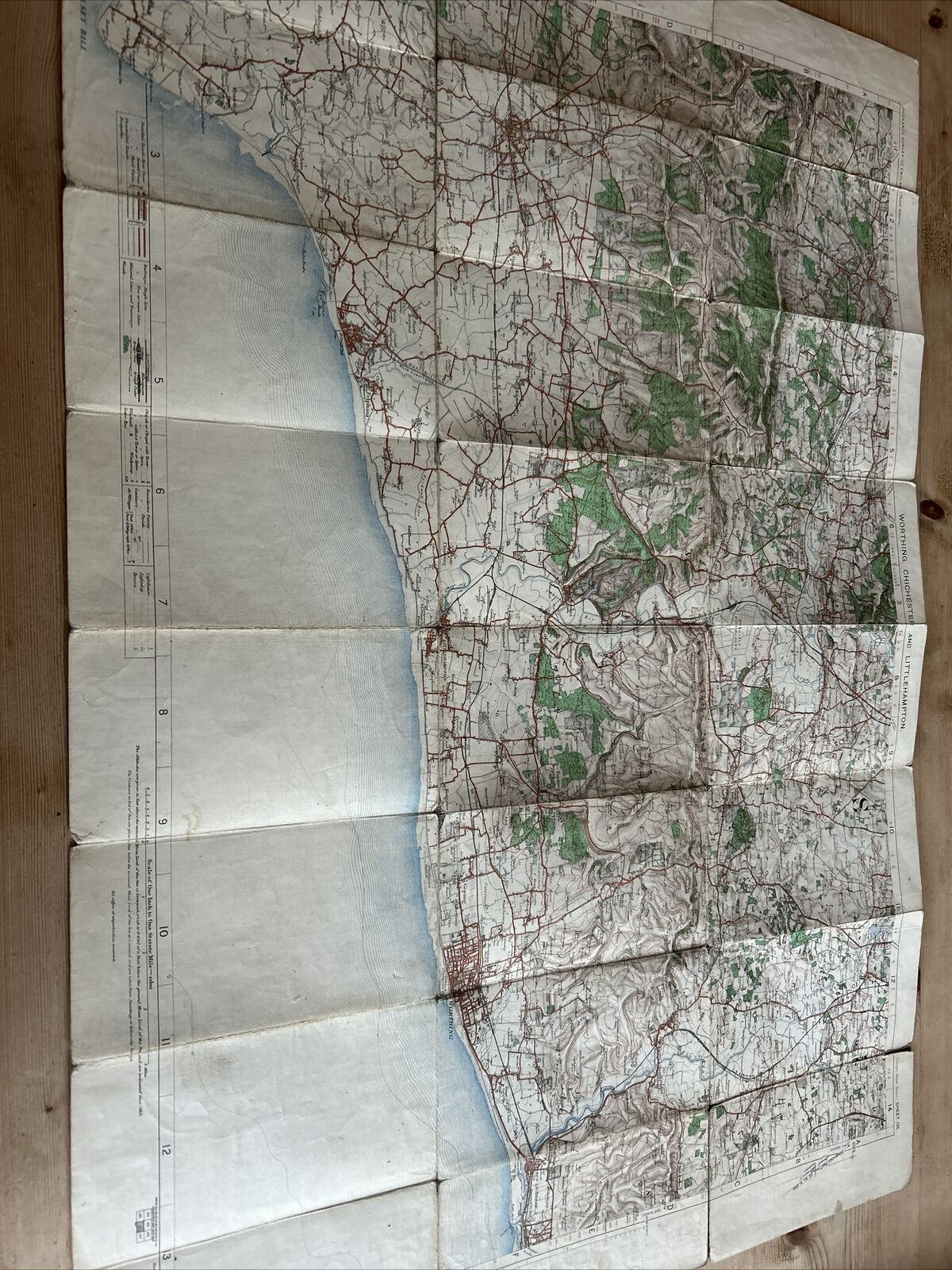 WORTHING CHICHESTER LITTLEHAMPTON Ordnance Survey Third Edition 1 Inch Map 1912