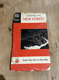 NEW FOREST - Cloth ORDNANCE SURVEY TOURIST MAP 1966 Poole Totland Southampton