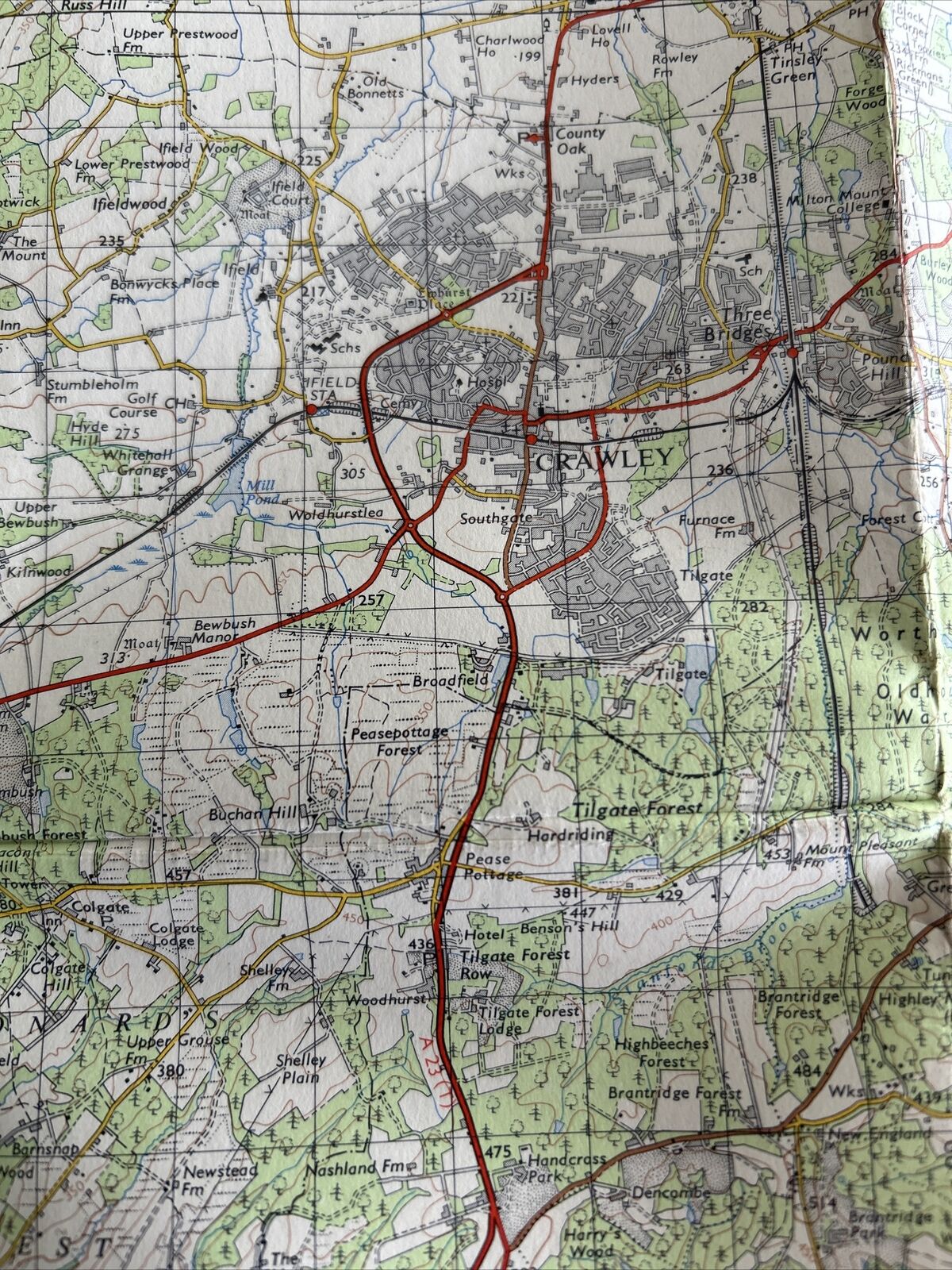 BRIGHTON & WORTHING Ordnance Survey Seventh Series Cloth One inch 1960 Sheet 182