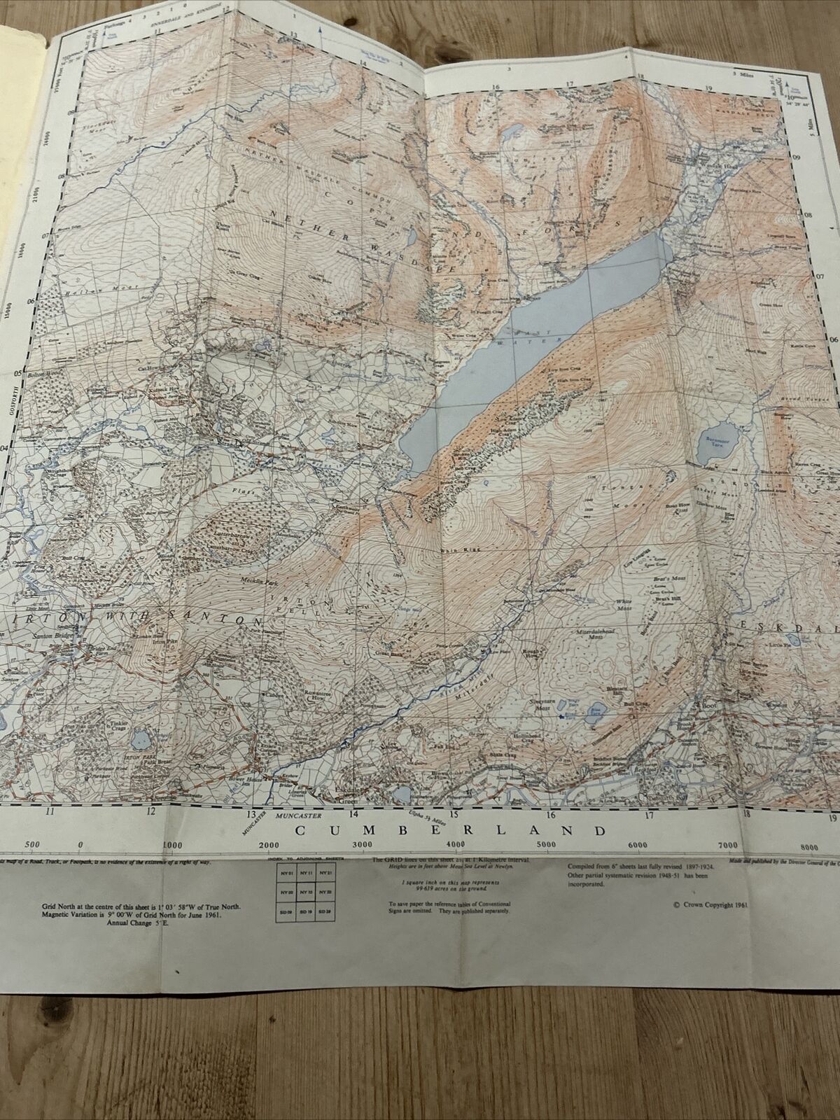 WAST WATER Eskdale Ordnance Survey Sheet NY10 1:25000 1961 Lakes Lake District