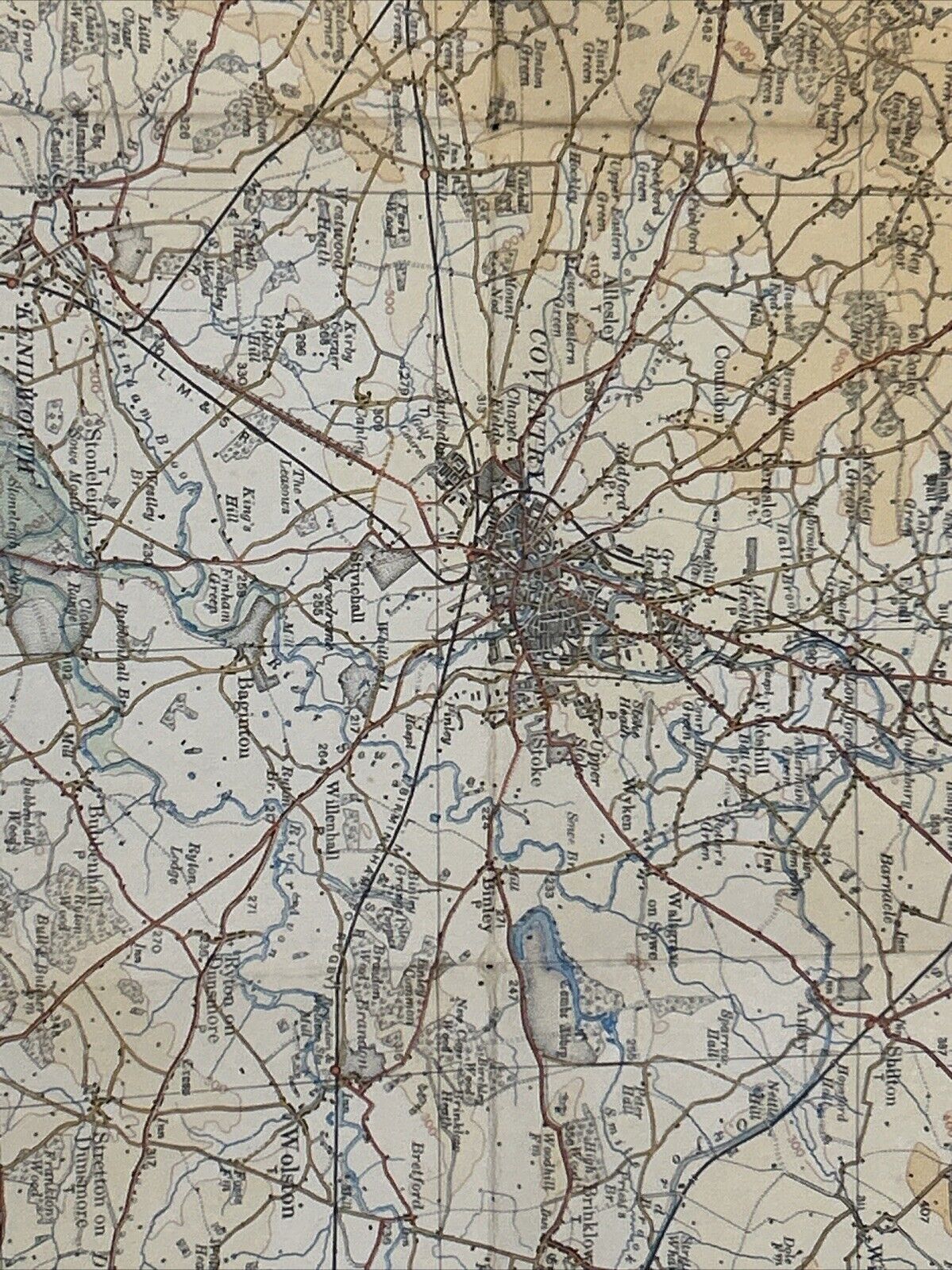 BIRMINGHAM LEAMINGTON & NORTHAMPTON No 23 Ordnance Survey Half Inch 1925 Cloth