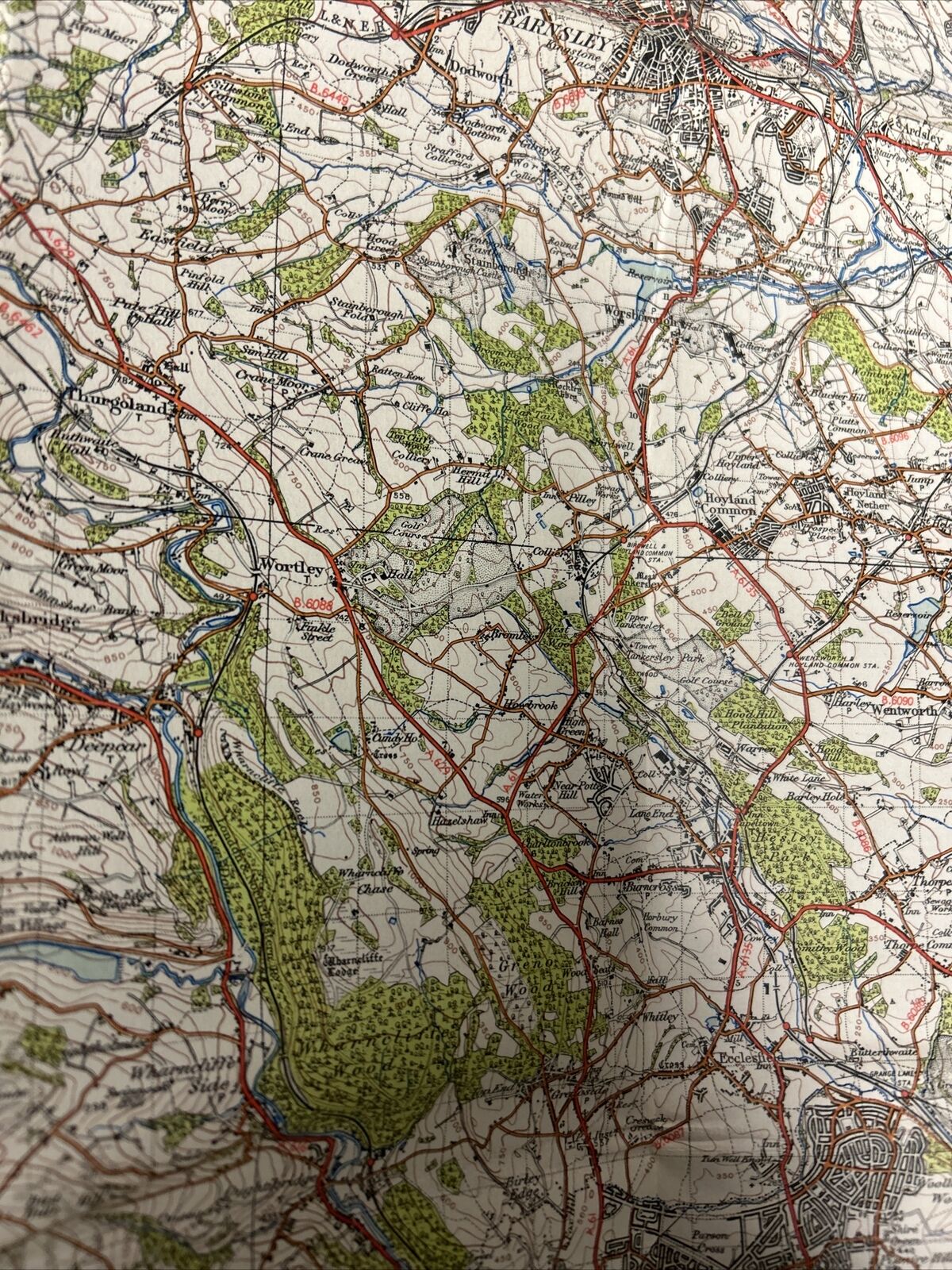 HUDDERSFIELD Ordnance Survey Cloth One Inch Map 1947 Sixth Edition Sheet 102