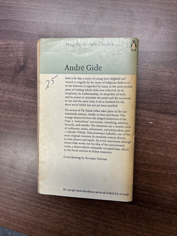 STRAIT IS THE GATE THE VATICAN CELLARS Andre Gide Penguin Modern Classics  1965